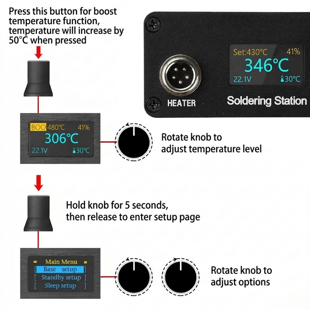 محطة لحام T12، تعمل بجهد كهربا - مراجعة Soldering Station T12 Oled وسعره